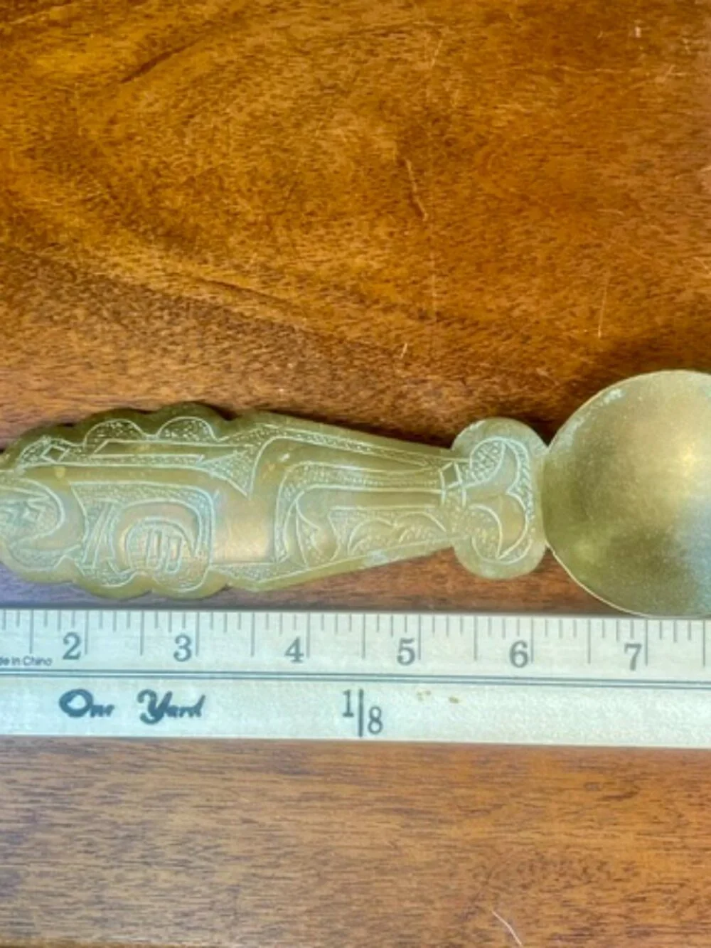 Vintage Brass Etched Spoon Boho Old World Kitchen Art Wall Hanging Unique Décor